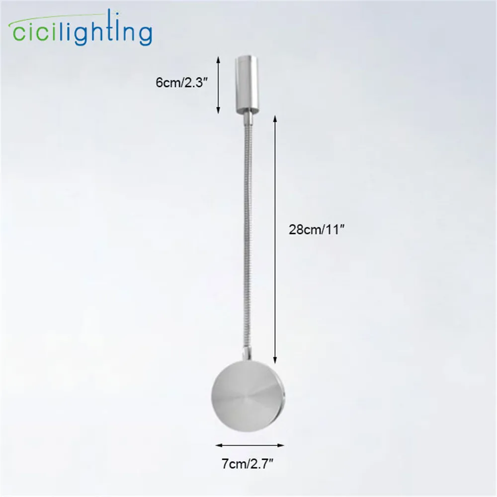 Modern Hardwired Flexible 3W Gooseneck Led Wall Light Sconce Lamp Lighting for Bedroom Reading luminaria Aluminum lighting