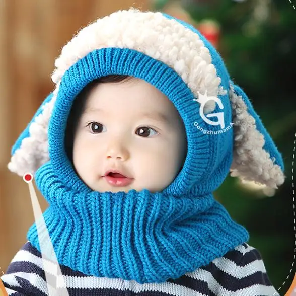 

Kids Girls Boys Warm Woolen Coif Hood Scarf Scarves Caps Hats