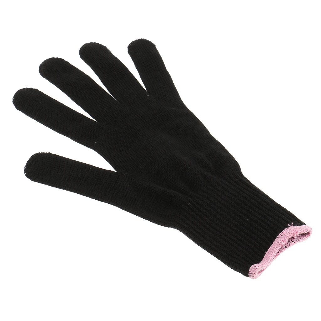 Professional Heat Resistant Glove for Hair Styling Heat Blocking Curling Flat Iron Wand Cotton Black FOR BOTH RIGHT LEFT HAND