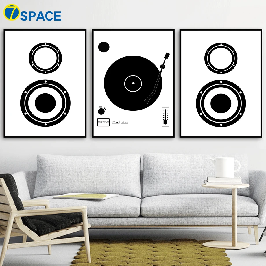 

CD Player Sound Posters And Prints Wall Art Canvas Painting Nordic Poster Black White Wall Pictures For Living Room Quadro Decor