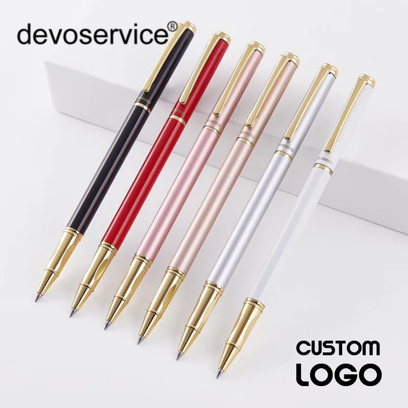 2PCS Colorful Metal Gel Pen Custom Lettering LOGO Party Wedding Anniversary Beautiful Private Custom Gift Premium Pen Black Pen