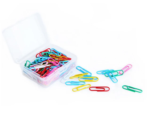 

100Pcs/set Office colorful Simple Plain Steel Paper Clips 29mm Paperclips Metal Silver Stationery Children's Favourite OBT003