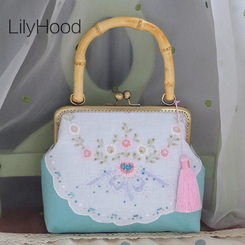 LilyHood Handcraft Fabric Shoulder Bag Female Floral Embroidery Vintage Victorian Style Lace China Candy Top-Handle Bags LilyHood Handcraft Fabric Shoulder Bag Female Floral Embroidery Vintage Victorian Style Lace China Candy Top-Handle Bags