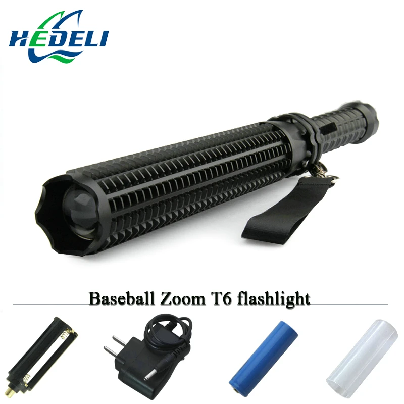 

Baseball Bat led flashlight powerful telescoping lanterna cree xml t6 tactical torch baton flash light self defense 18650 OR AAA