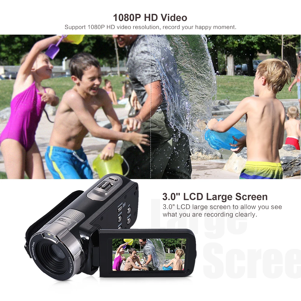 Цифровая видеокамера HDV-302P 24MP 1080P Full HD цифровая камера 16X цифровой зум 3,0 дюймов Анти-встряхивание 3.0MP CMOS DV видеокамера