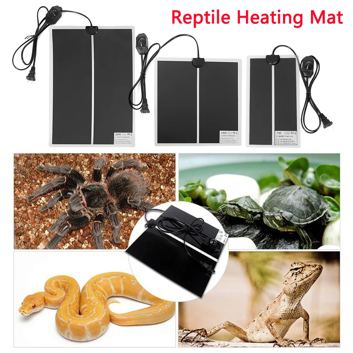 

220V Reptile Brooder Incubator Pet Heating Pad Heat Mat Snake Lizard Wearable Electronic Heating Mats 7W / 14W / 20W