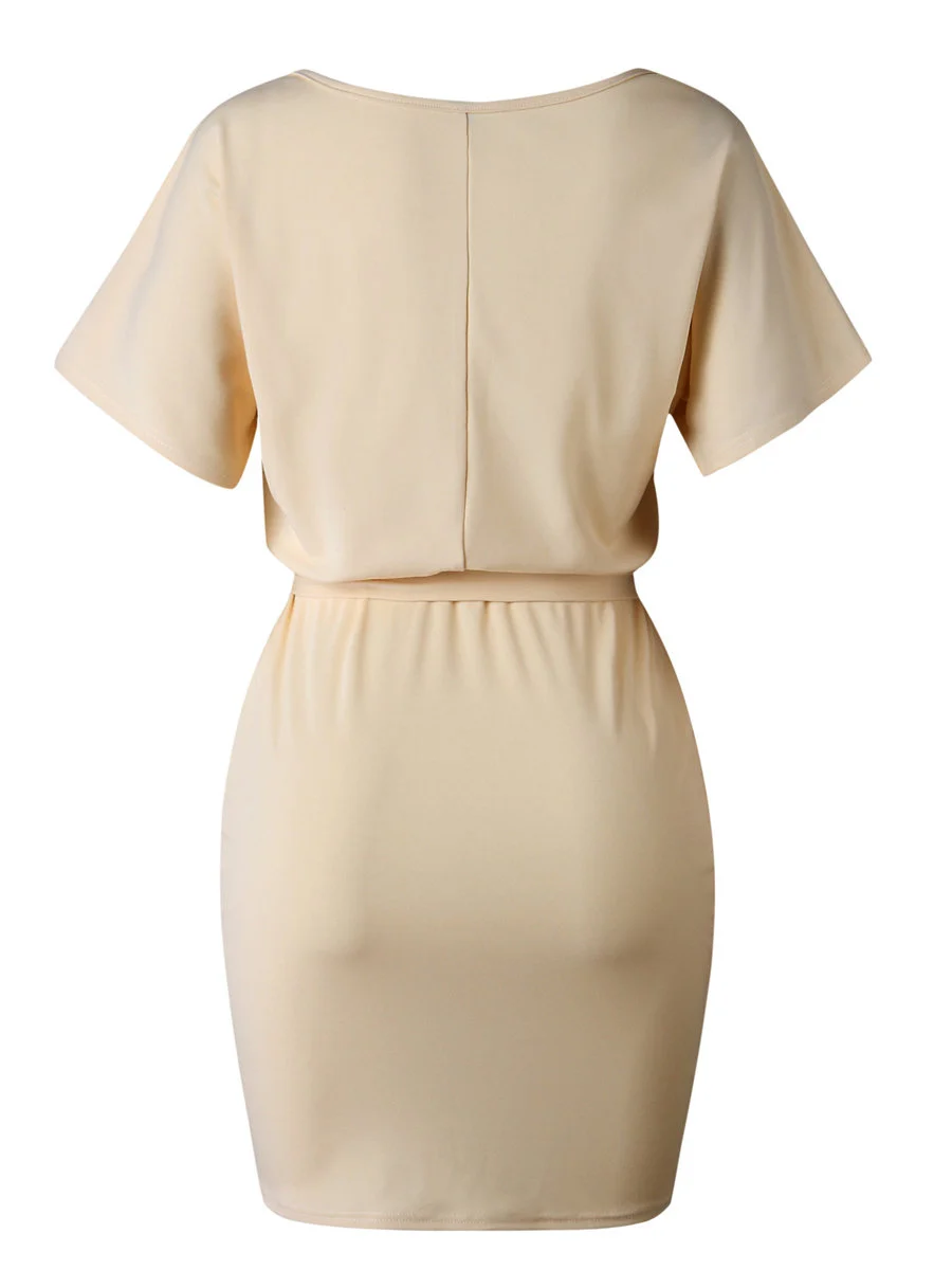 Gladiolus 2019 New Summer Women Dress Short Sleeve O Neck Tunic Casual Midi Dress With Belt Ladies Dresses Sundresss Vestidos (16)