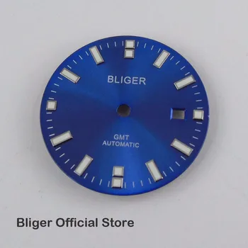 

BLIGER 31.5mm Blue Dial White Marks Date Window Watch Dial Fit For GMT Automatic Movement Men's Watch Dial