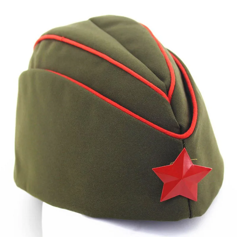 

Creative 2018 Sailor Hat Square Dance Performance Canvas Boat Hat Army Fan Stewardess boat hat Autumn Winter Five Star 2 Layer