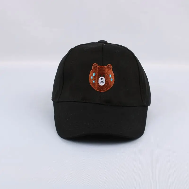 M& D дети мультфильм дизайн милый медведь бейсбольная кепка - Цвет: Черный