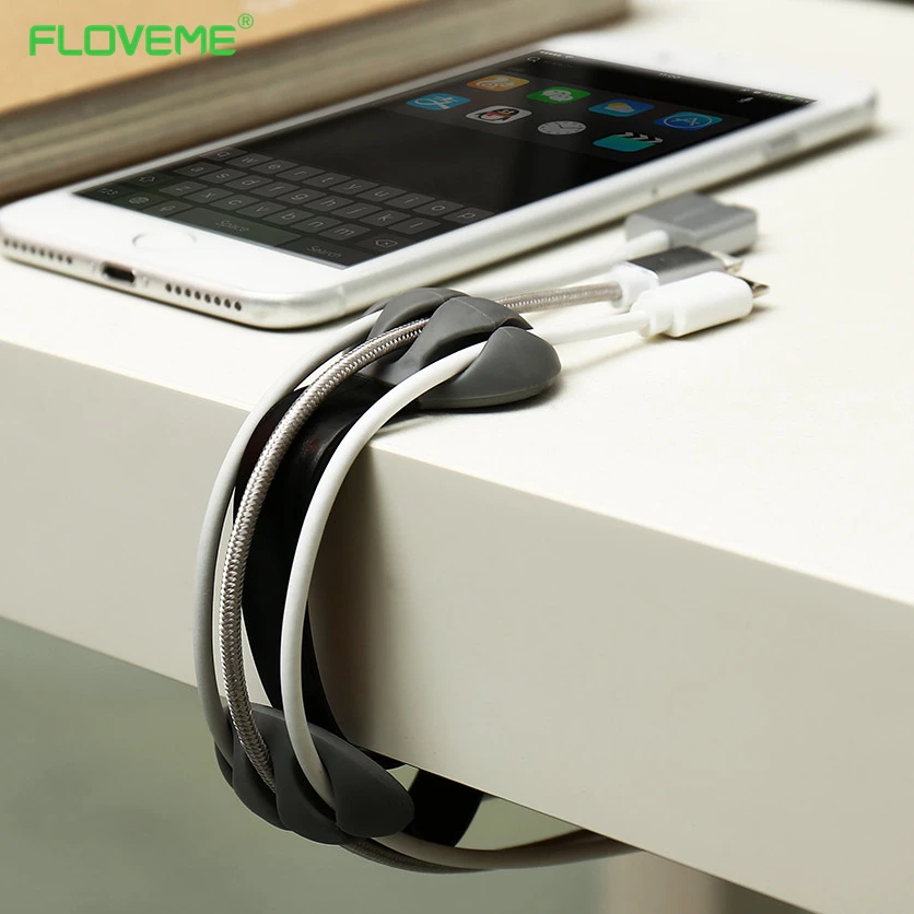 FLOVEME Desktop Cable Holder Winder 3 Port Holder Cable Organizer