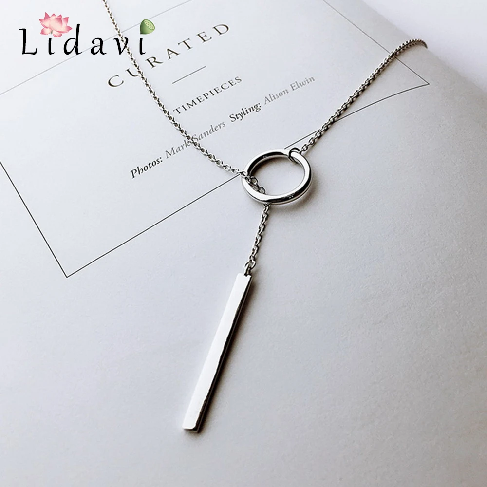 LIDAVI Vintage Choker 925 Sterling Silver Jewelry Circle Strip Long Chain Pendants Necklaces For Women Fashion VNS8002 | Украшения и