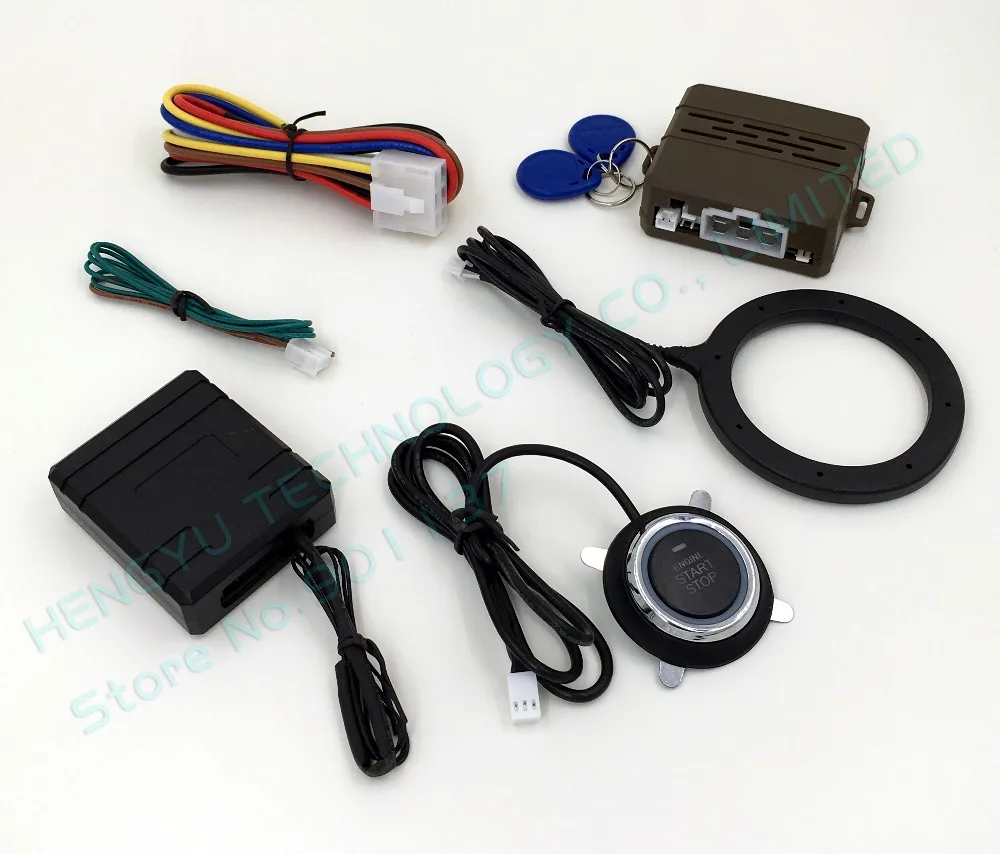 

car alarm system engine push start button keyless entry start stop immobilizer RFID lock ignition,chip avoidance device FS-55S