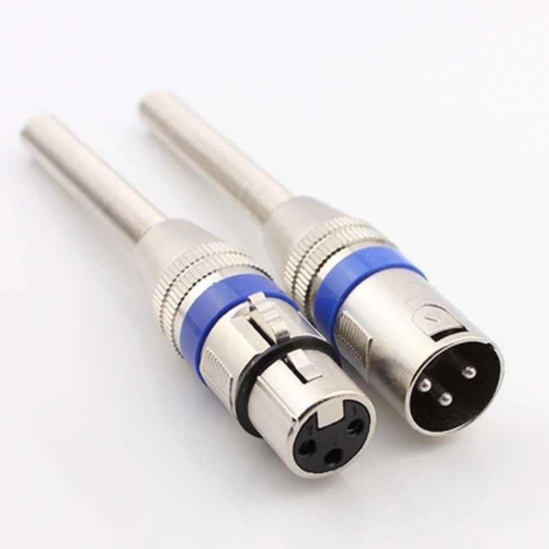 10 шт. XLR аудио кабель Разъем 3pin KTV микрофон штекер синий круг длинный хвост мужской