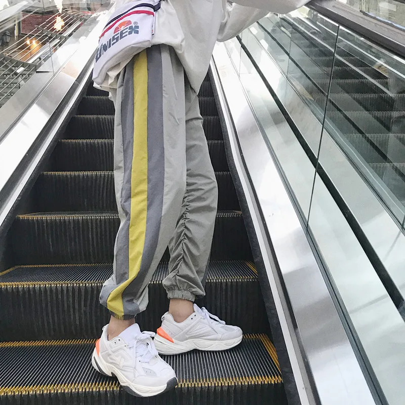 Fashion Casual Men's Cropped Trousers Autumn New M-2XL Color Matching Loose Trousers Black Gray Personality Youth Popular