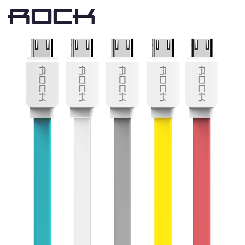 ROCK Original Micro USB Cable for Samsung/HTC/Meizu/Xiaomi/Huawei 1m Wired Charging Data Sync Flat USB Cables data for Android