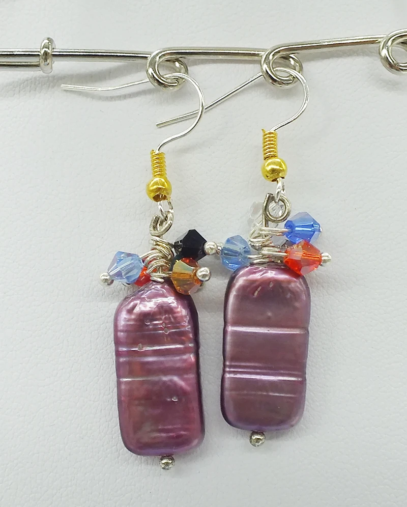 NO-001#   Pearl, crystal earrings