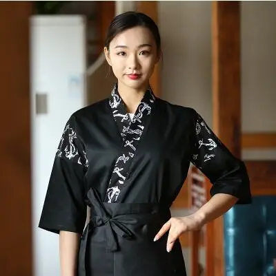 Пользовательские унисекс Японский Корейский стиль средний рукав шеф-повара кимоно-Униформа суши повара рубашка Ресторан Кухня официанта Рабочая одежда - Цвет: top 6