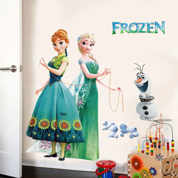 Cartoon Disney Frozen Princess Wall Stickers For Kids Rooms Nursery Home Decor Elsa Anna Wall Decals Pvc Mural Art Diy Posters 