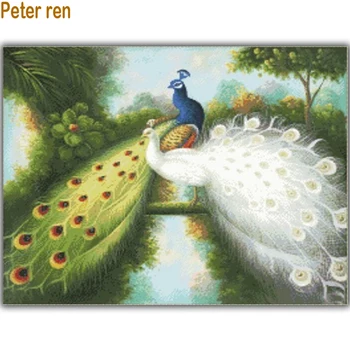 

Peter ren Diamond Embroidery Diy Diamond painting Crafts Needlework 3D square drill Diamond Mosaic full Cross stitch peacock