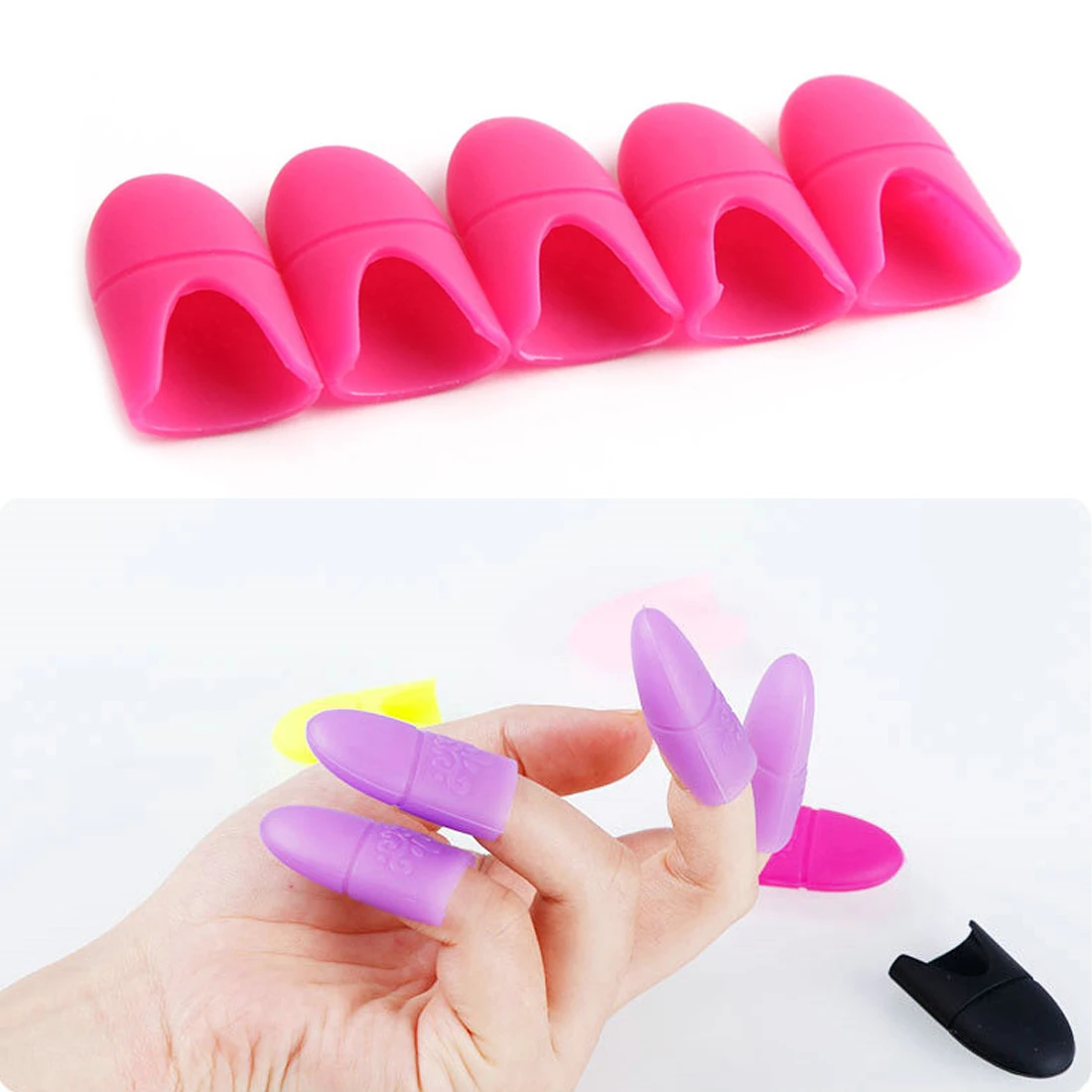 

Finger Wrap 10pcs Reuseable Nail Art Tips UV Gel Polish Remover Silicone Elastic Soak Off Cap Manicure Cleaning Varnish Tool