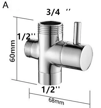 Душевой переключатель 3/" 1/2" Т-адаптер для жесткого стояка смесителя, хромированный полированный кран тройник соединитель Shattaf клапан латунь Сделано