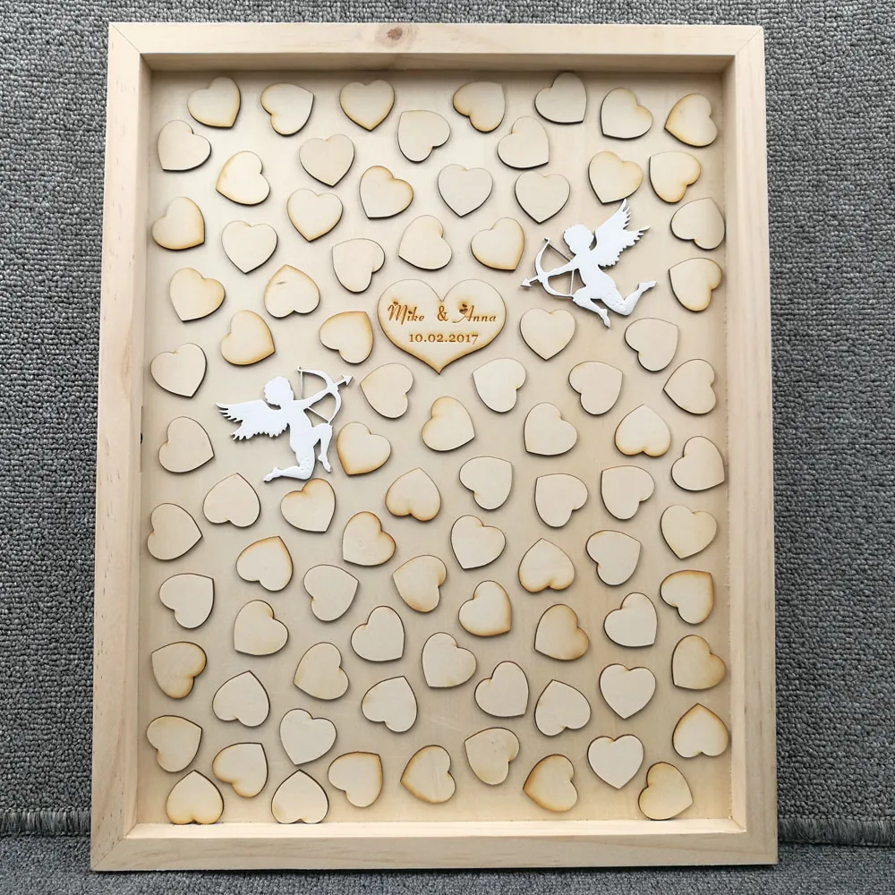 Personalized Multi Colors Rustic Drop Top Wooden Wedding Guest Book