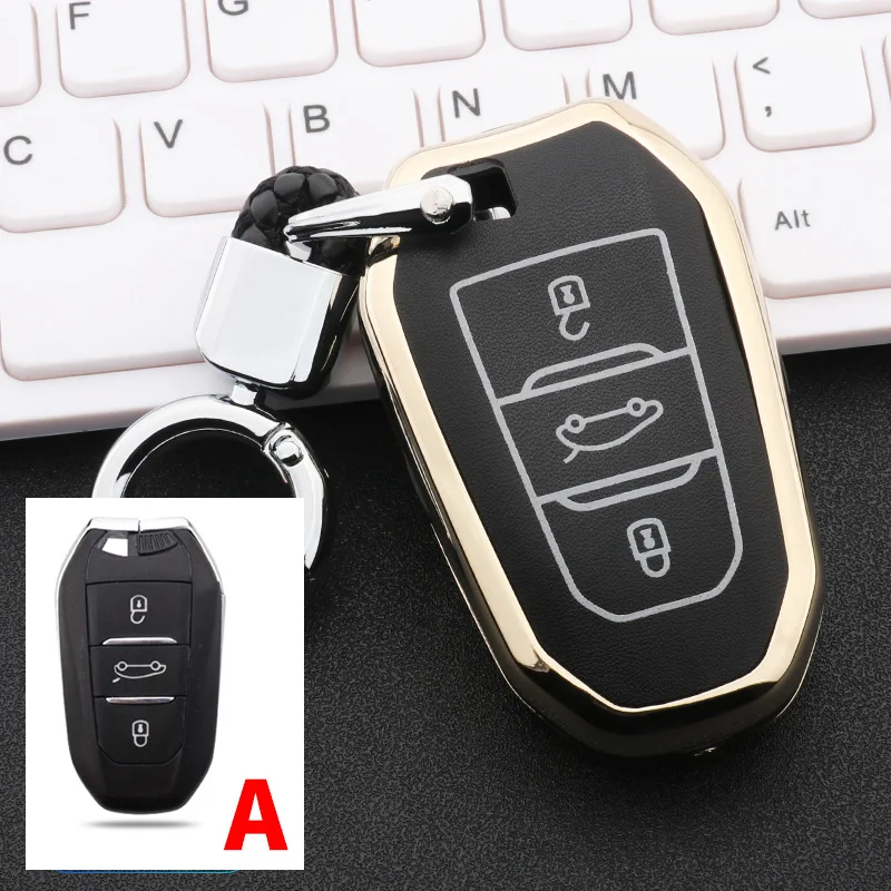 Цинковый сплав+ световой кожаный чехол Key автомобилей для peugeot 508 301 2008 3008 408 5008 Citroen C4 кактус C5 C3 C4L случае ключ - Название цвета: A Gold