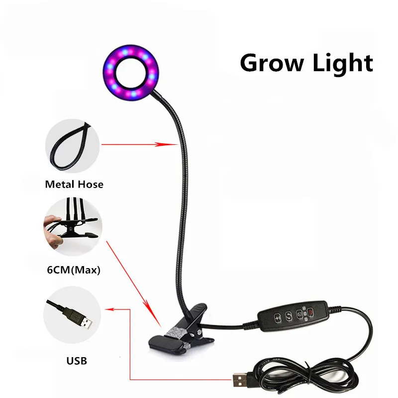 6 Вт 12 Вт 18 светодио дный светодиодный светящийся DC 5 В в USB блок питания с 360 градусов гибкий зажим лампа настольная светодио дный лампа для роста растений