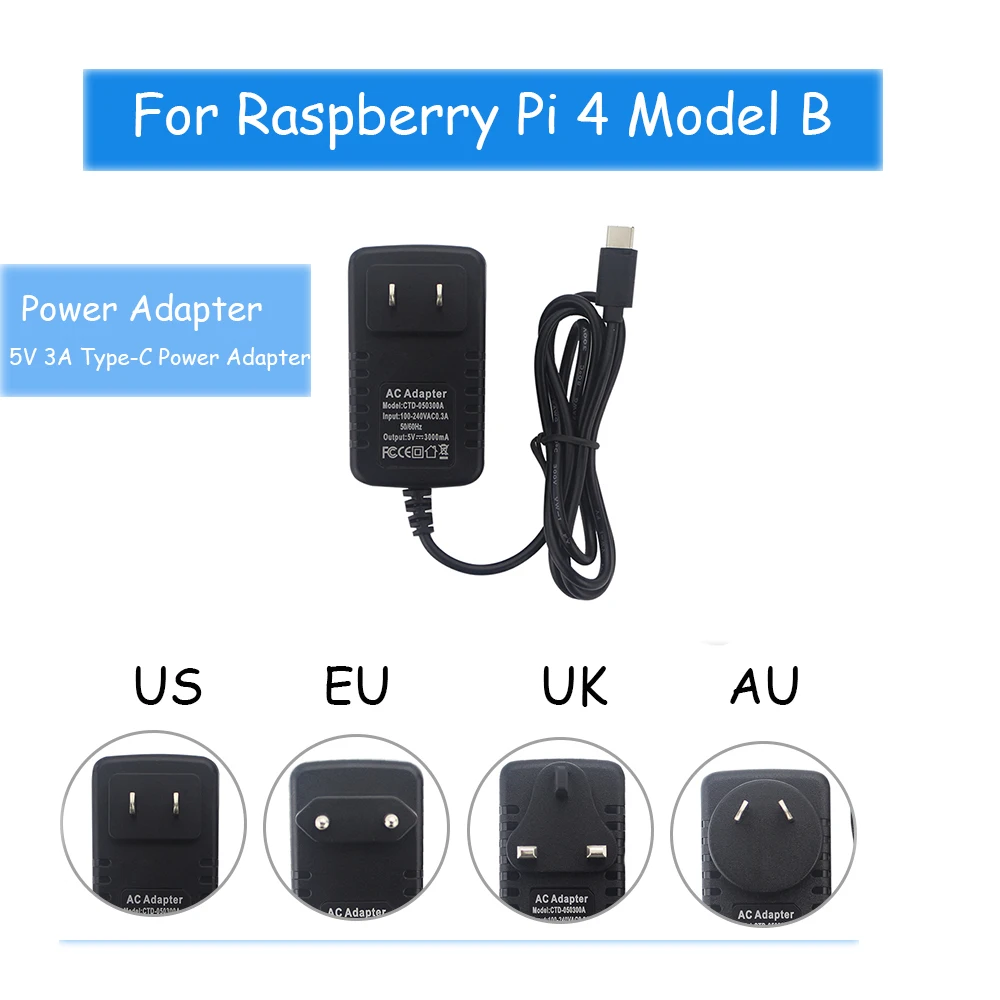 Raspberry Pi 4 модели B зарядное устройство 5 В/3A type-C адаптер питания EU/US/UK/AU разъем для Raspberry Pi 4B