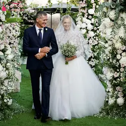 Вечная кружево Свадебные платья 2019 с длинным рукавом Тюль съемная Overskirts Свадебное платье Элегантное Noivas ZW153
