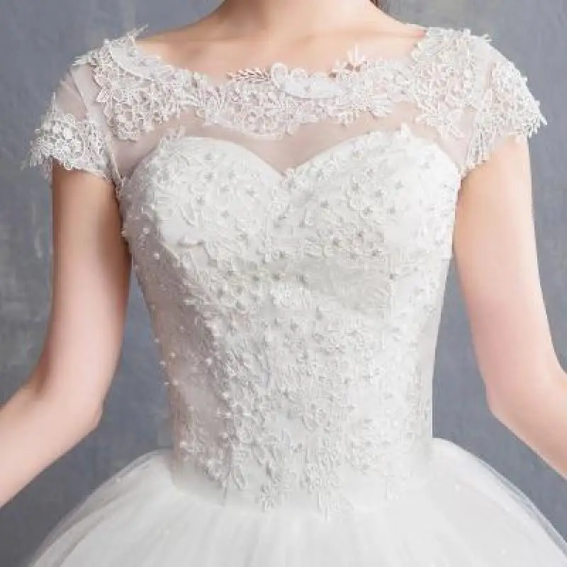 Do Dower, новое белое Элегантное свадебное платье, милое Цветочное платье принцессы, благородное кружевное тонкое свадебное платье на шнуровке, Vestido De Noiva L