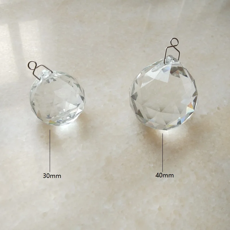 10 шт./лот 40 мм Кристальный граненый шар с крепежных крючка для Люстра играет на свету, хрустальный шар люстра с подвесками-кристаллами Запчасти