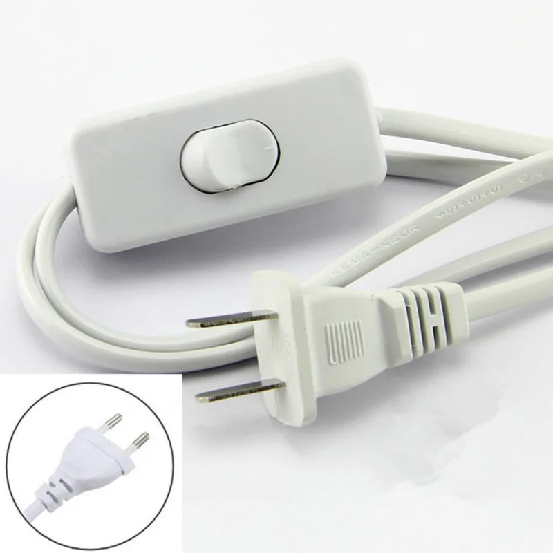 Switch on line Cable 1.8m On Off Power Cord For LED Lamp with Button switch EU Plug Light