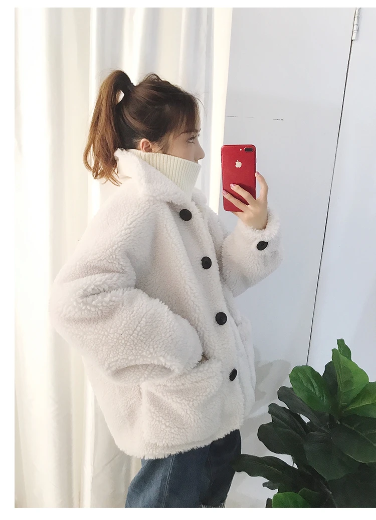 Best Women Wool Coats 2018 Fashion Winter Lambs Fur Loose Big Code 100%Wool  Overcoat   Fur Multiple Colors 12