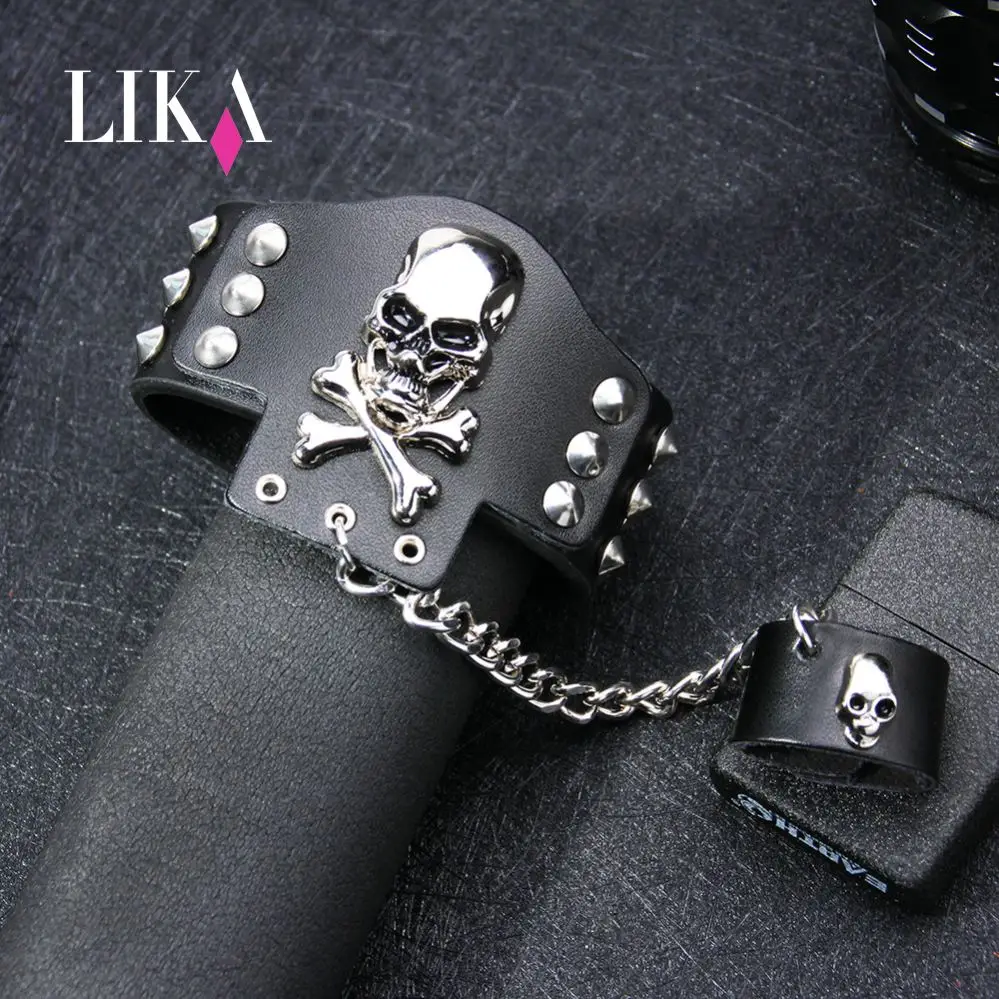 

LIKA Black Street Rock Style Skull Bracelet Rope Bangles&Bracelets Wide Black Color Punk Unisex Jewelry Accessories Party Gift