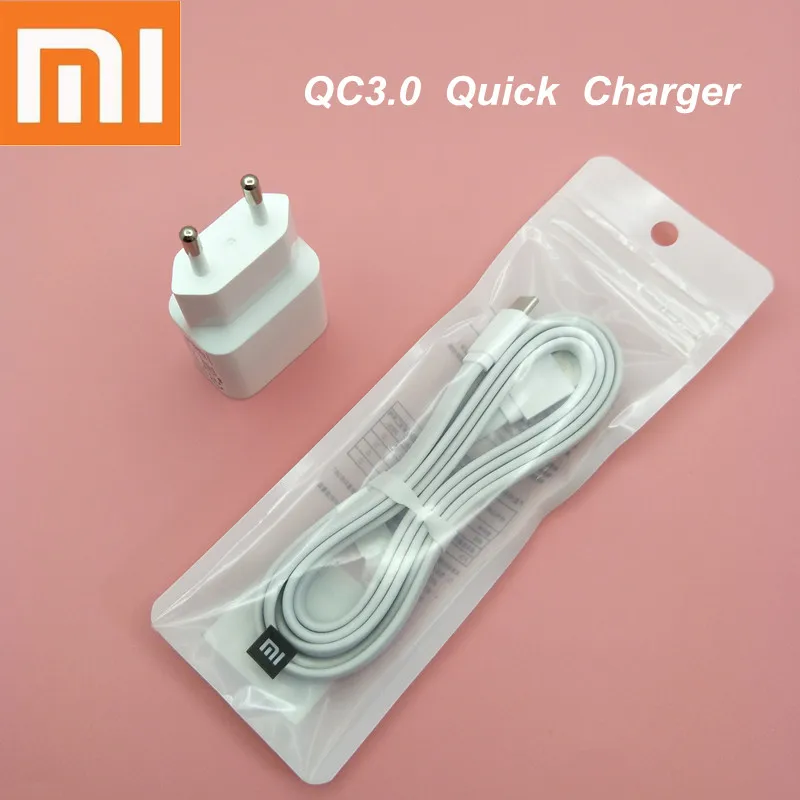 Original xiaomi QC3.0 fast charger 12V 1.5A adapter type c data cable