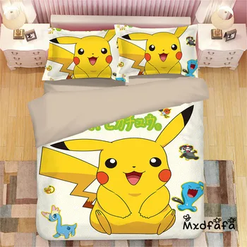 

Mxdfafa Anime Pokemon duvet cover Set Cartoon Bedding Sets Luxury Duvet Cover sets 3pcs Include 1 Duvet Cover and 2 pillow Case