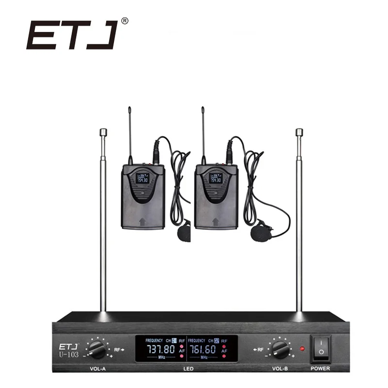 ETJ бренд двойной беспроводной микрофон изменяемый ручной поясной беспроводной микрофон U-103