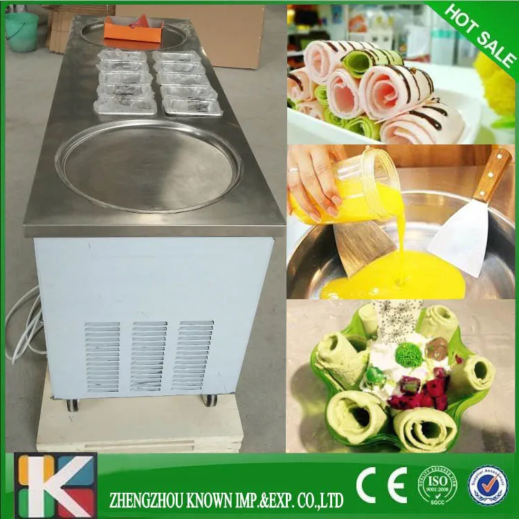 Double round pan big size pan fried ice cream machine
