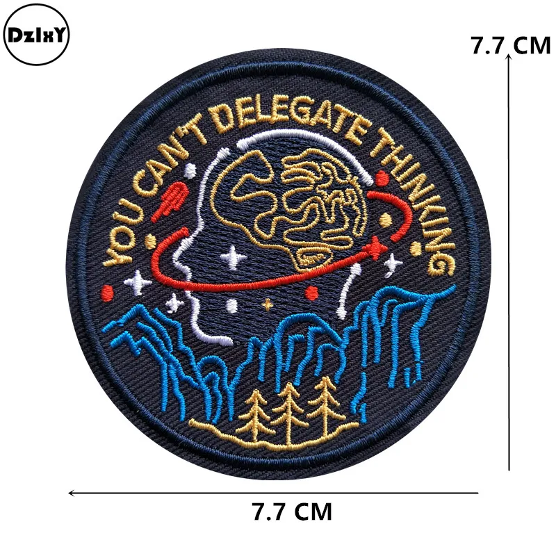 

1 PCS Brain nerve Patches for Clothes DIY Stripes Iron on Round Appliques Thermo Clothing Stickers Embroidery Badges @W-125