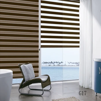 

Zebra Blinds Wood Look Brown Window Shade Double layer Roller Blinds Window Custom Cut to Size Curtains for Living Room