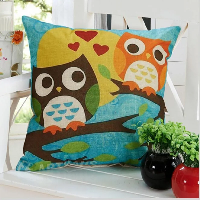 RUBIHOME Cushion Cover Design Print Animals Owl Flower Decorative Throw Pillows Sofa Home Decor