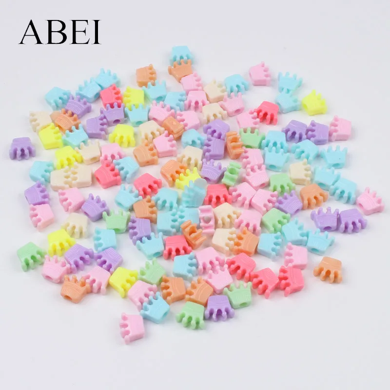 100pcs Multicolor Crown Bead For DIY Crafts Jewelry Finding Cartoon Resin Loose beads