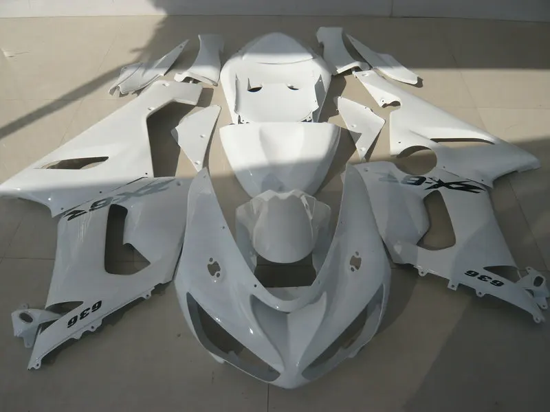 

Motorcycle Fairing Kit for KAWASAKI Ninja ZX6R 636 05 06 ZX 6R 2005 2006 zx6r ABS Plastic Whole White Fairings set+7gifts KU34