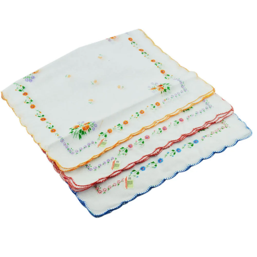 

12PCS/set Women Portable Wash Cloth Towel Ladies 2 Styles Cotton Handkerchief Dinner Food Face Cloth New Design 30*30cm