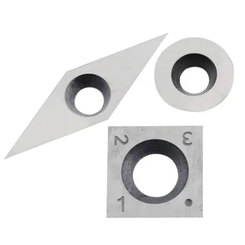

3Pcs 94.5HRA Inserts Tungsten Carbide Inserts Square/Round/Diamond Cutter Set For Wood Turning Working Lathe Tool