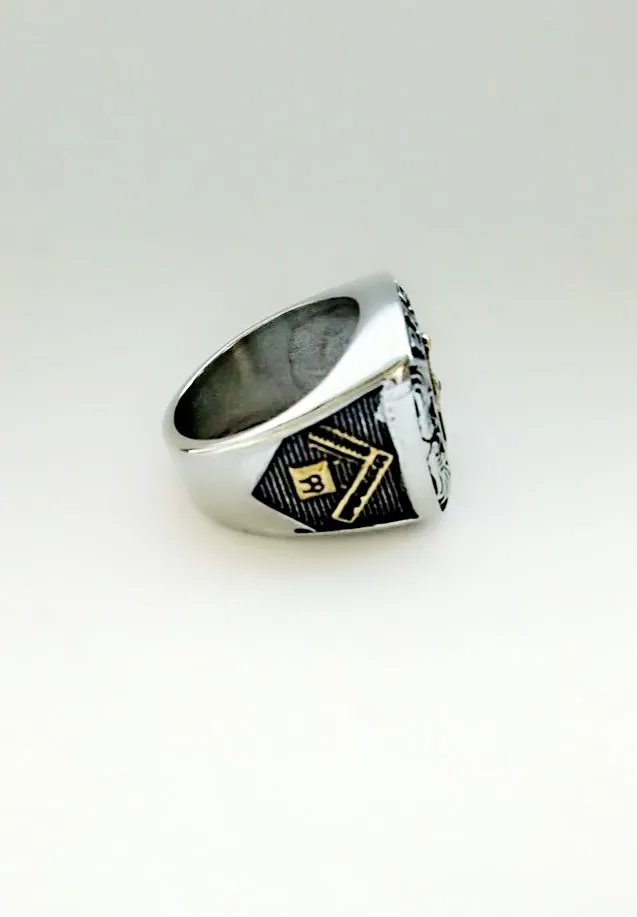 Модное масонское кольцо с символами для мужчин, кольцо-печатка master free mason в золоте из нержавеющей стали 316l, дизайн кольца клиента