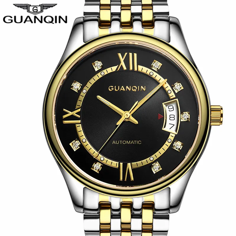 

GUANQIN Watch Men Fashion Automatic Self-Wind Mechanical Watches Mens Sport Stainless Steel Luxury Brand Luminous Wristwatch