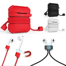 Besegad силиконовый чехол для Airpods портативный Мягкий защитный чехол держатель коробка с карабином анти-потерянный Шнур для Apple Air Pods